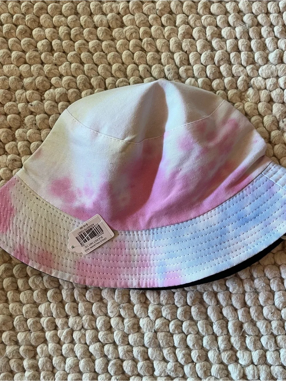 Tie-Dye Bucket Hat in Pink and White
